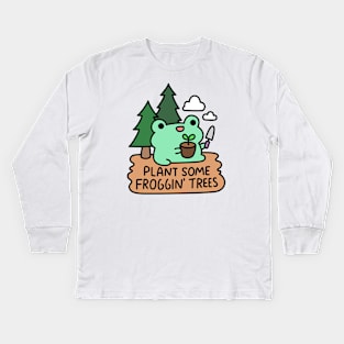 Plant some froggin' trees Kids Long Sleeve T-Shirt